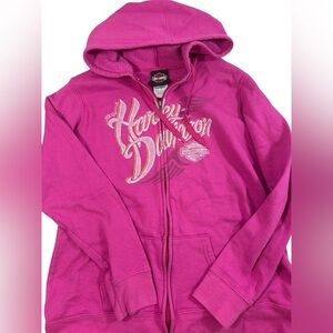 HARLEY DAVIDSON LARGE ✨ Sauk prairie Pink Hoodie excellent condition